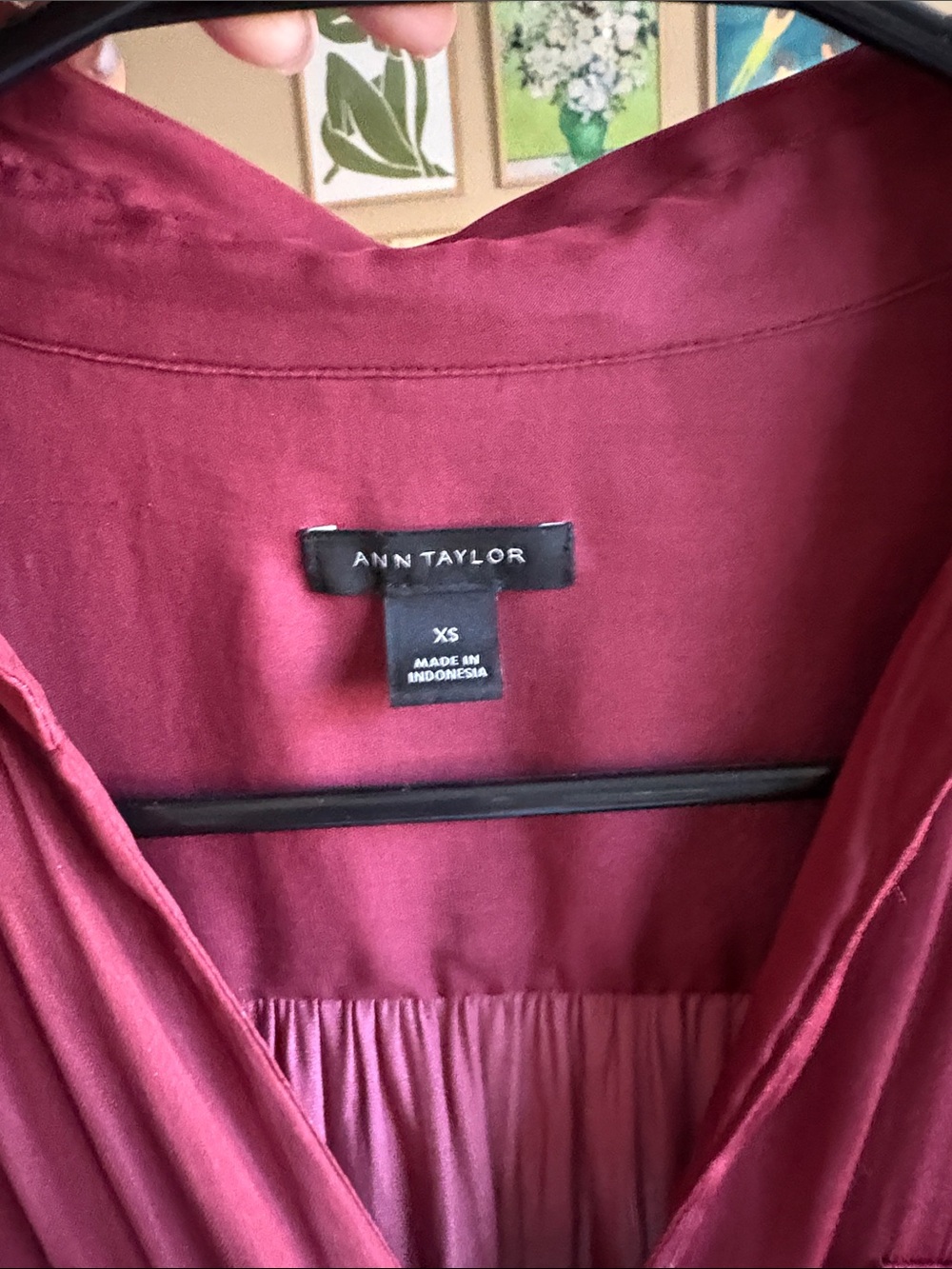 Ann Taylor Wine Long Sleeve flowy Blouse